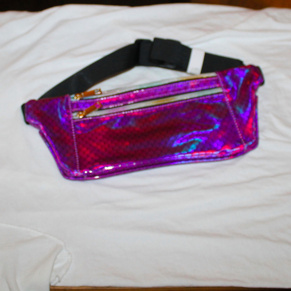 Purple mermaid rave holographic fanny waist pack